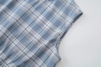 Blue Plaid Girls Maxi Dress and Tie-Front Knit Cardigan Options, Sleeveless Ruffle-Hem Dress or Cropped Long-Sleeve Layer for Teens