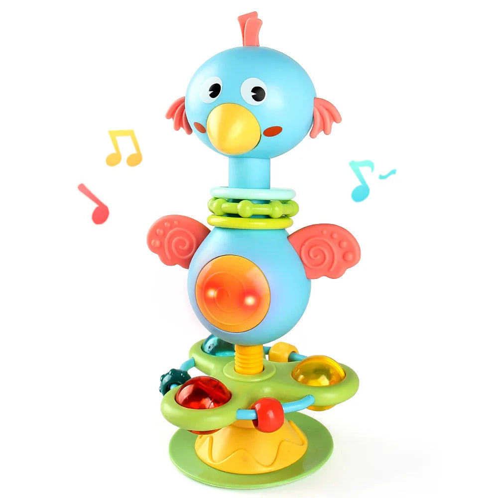 Animal Suction Activity Toy with Colorful Beads and Rattle Rings, Cartoon Tabletop Play Accessory for Supervised Reaching and Hands-On Exploration