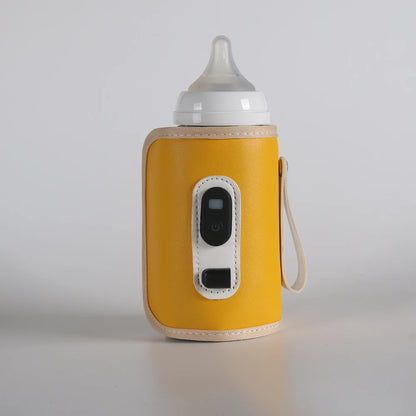 Baby Bottle Insulation Sleeve with LCD Display, Portable USB Milk Warming Cover with Carry Loop for Caregiver Use at Home and During Travel