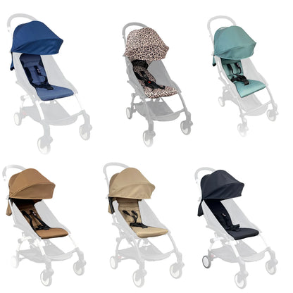 Stroller Canopy Cover and Padded Seat Set Compatible with Babyzen YOYO and YOYO2, 600D Replacement Fabric with Rear Zipper Pocket and Color Options