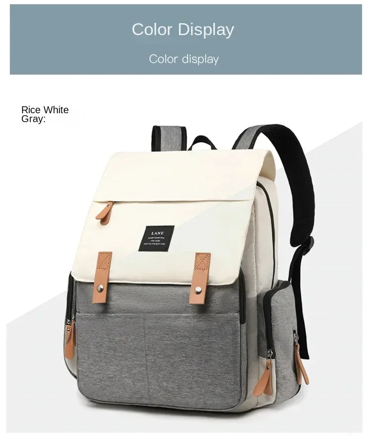 Flap-Top Diaper Backpack with Front Storage Pockets, Two Stroller Hooks and 53 x 34 cm Changing Mat for Baby Essentials and Everyday Parent Outings