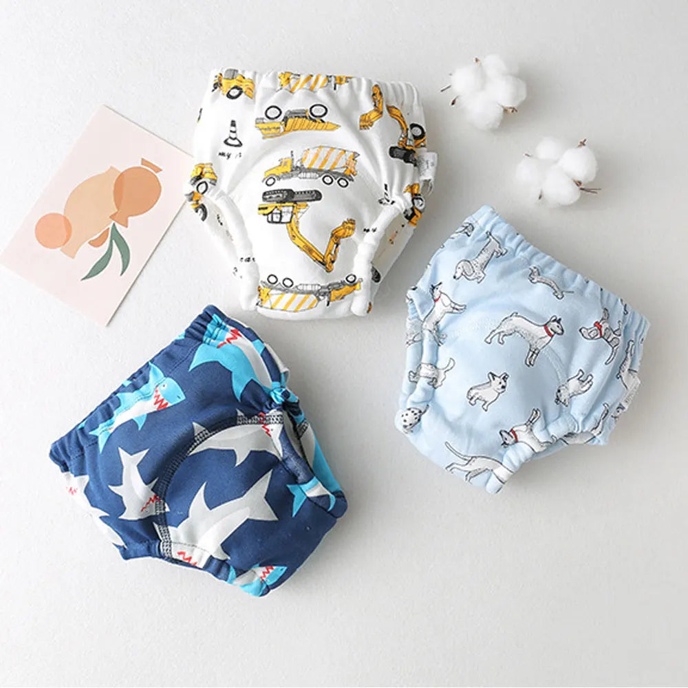 Washable Potty Training Pants Multipack, 4 or 8 Reusable Toddler Underwear Briefs with Printed Designs for Daytime Toilet Learning, Sizes S-XL
