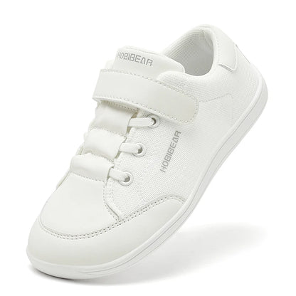 Kids Colorblock Barefoot Sneakers by HOBIBEAR with Breathable Mesh, Wide Toe Box, Zero-Drop Design and Easy Strap for Everyday Walking