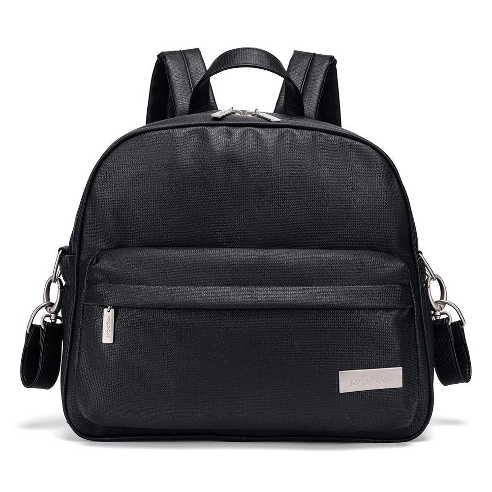 Waterproof Diaper Backpack by SOBOBA | Large Capacity Solid-Color Nappy Changing Bag with Two Straps for Moms and Baby Care Outings