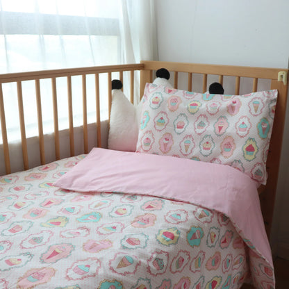 Cotton Toddler Bedding Set, 3-Piece Printed Duvet Cover and Pillowcase with Flat Sheet or Mattress Cover, Kids Room Bed Linens