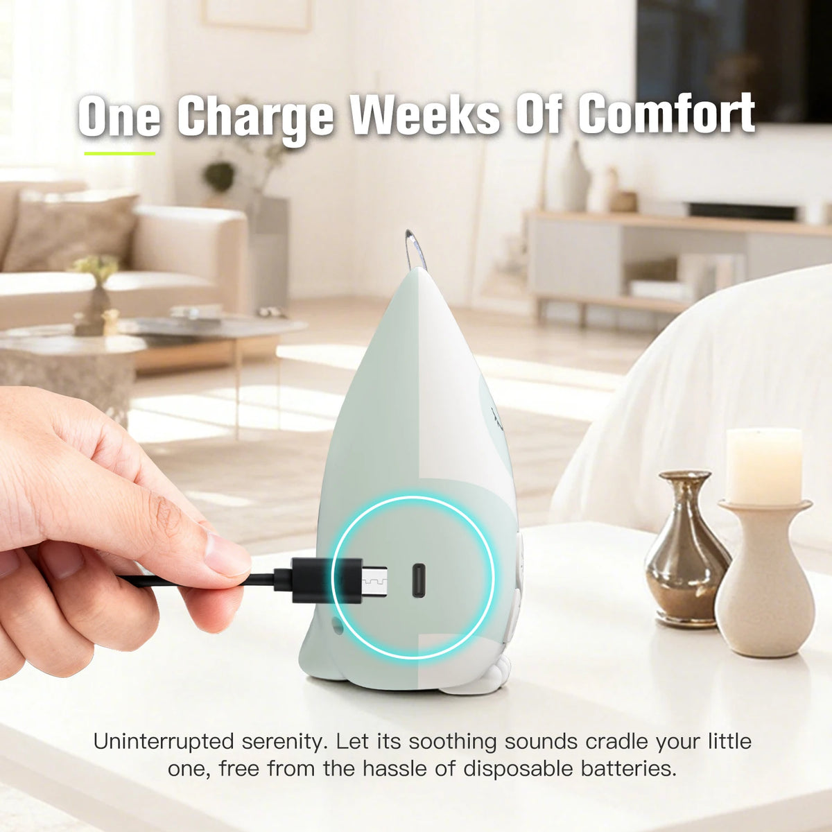 Owl Baby Sound Machine with Cry Sensor, 30 Soothing Sounds, Breathing Night Light and 30/60/90-Minute Timer, USB-C Rechargeable for Nursery & Travel