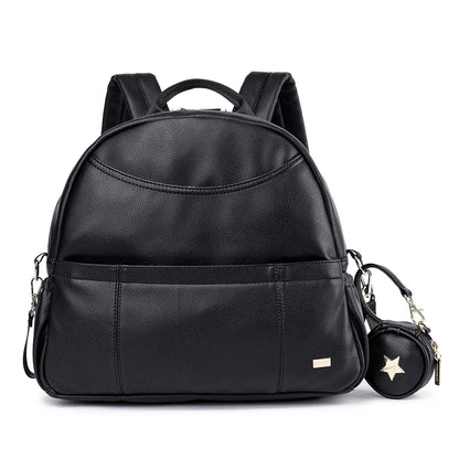 PU Diaper Bag Backpack with Zippered Storage and Front Pockets, 34 x 14 x 32 cm Baby Essentials Organizer for Parents and Everyday Outings