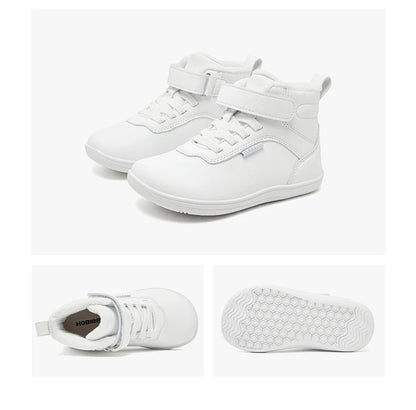 Winter Barefoot High-Top Shoes for Kids by HOBIBEAR, Wide Toe Box, Faux Fur Lining, Zero-Drop Rubber Sole and Adjustable Hook-and-Loop Strap