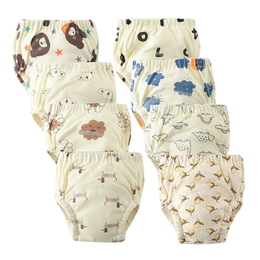 Washable Potty Training Pants Multipack, 4 or 8 Reusable Toddler Underwear Briefs with Printed Designs for Daytime Toilet Learning, Sizes S-XL