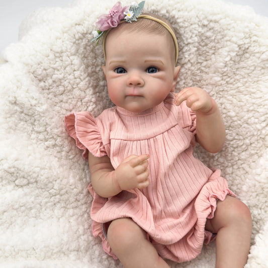 Full Body Vinyl Reborn Doll Bettie, 19-Inch Baby Girl with Poseable Head and Limbs, Open Acrylic Eyes, Painted Hair, Outfit and Pretend-Care Accessories