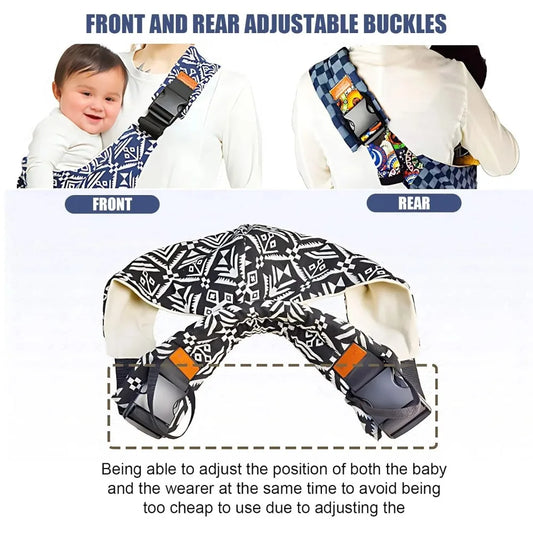 Adjustable Baby Carrying Sling with Crossbody Strap and Front and Rear Buckles, Cotton Carrying Aid for Parents and Caregivers on Outings