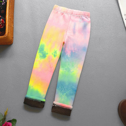 Printed Lined Leggings for Girls, Plush-Textured Winter Pants with Floral Heart and Pattern Options for Toddler and Kids Outfits, Sizes 2-3T to 10-11
