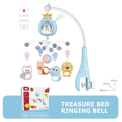 Remote Control Crib Mobile with Projector and Night Light, Rotating Animal Hanging Toys, Musical Lullabies and Timer for Baby Nursery