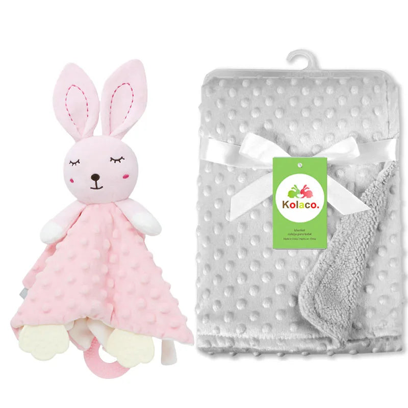 Personalized Minky Baby Blanket and Animal Lovey Options with Custom Name Embroidery, Textured Dot Keepsake for Boys and Girls and Baby Shower Gifts