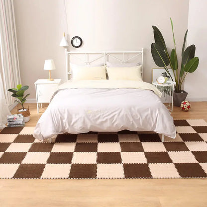 Plush Carpet Puzzle Mat, 20-Piece Interlocking EVA Foam Floor Tiles in Two-Color Options, 30 x 30 x 1 cm Squares for Nursery and Kids Rooms