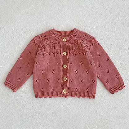 Baby Girl Knit Cardigan Sweaters with Long Sleeves, Korean-Style Infant and Toddler Layering Coats in Multiple Designs, Sizes 3M to 3T