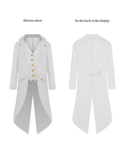 Gothic Costume Tailcoat for Adults and Kids, Polyester Steampunk Cosplay Coat for Halloween Parties, Renaissance Festivals and Stage Performances