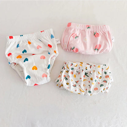 Toddler Potty Training Pants 3-Pack, 6-Layer Washable Cotton Learning Underwear with Elastic Waist and TPU Layer in 8–18 kg Size Options