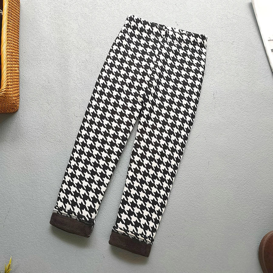 Printed Lined Leggings for Girls, Plush-Textured Winter Pants with Floral Heart and Pattern Options for Toddler and Kids Outfits, Sizes 2-3T to 10-11