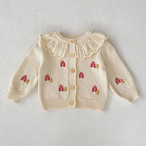 Baby Girl Knit Cardigan Sweaters with Long Sleeves, Korean-Style Infant and Toddler Layering Coats in Multiple Designs, Sizes 3M to 3T