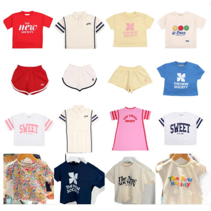 Kids Graphic Summer Clothing with Short-Sleeve T-Shirts, Sporty Shorts and T-Shirt Dress Options, Colorful Casual Styles for Boys and Girls