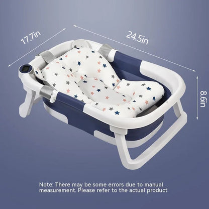 Temperature-Sensing Baby Bathtub with Digital Display, Compact Folding Bath Tub for Supervised Bathing and Small-Bathroom Storage