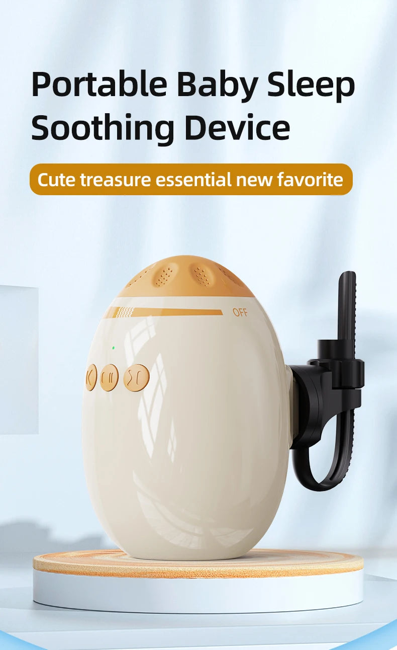 Stroller Motion Soother with White Noise, Portable Automatic Rocking Accessory with Strap Mount in SR12 White or SR11 Beige for Supervised Use