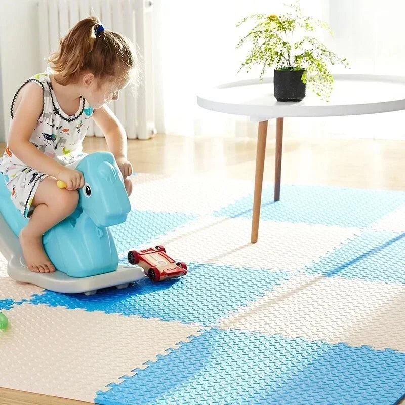 Baby Puzzle Play Mat with 30 cm Interlocking Foam Tiles, 1 cm Thick Textured Floor Padding in 8 or 16 Pieces for Supervised Indoor Play