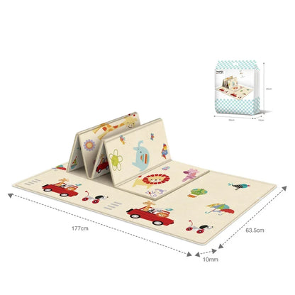 Foldable Baby Activity Mat with Double-Sided Prints, LDPE Padded Wipe-Clean Floor Surface and Carry Bag for Supervised Tummy Time and Toddler Play