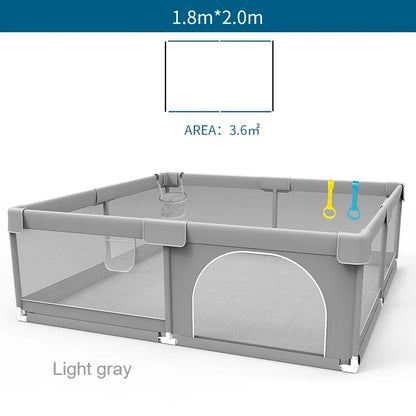 Baby Playpen with Pull Rings by IMBABY, Light Gray Mesh Activity Fence with Zippered Door and Multiple Size Options for Supervised Play