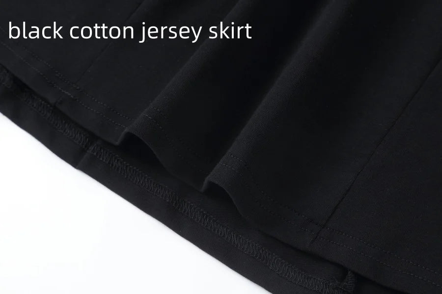 Denim Panel Pleated Skirt for Girls, Teens and Women, Washed Blue and Gray Cotton Styles with Black Jersey Option for Everyday Casual Outfits