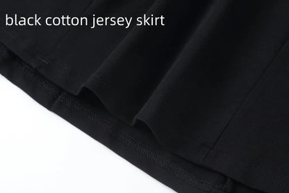 Denim Panel Pleated Skirt for Girls, Teens and Women, Washed Blue and Gray Cotton Styles with Black Jersey Option for Everyday Casual Outfits