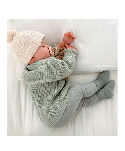 Cotton Crewneck Baby Sweater for Boys and Girls, Long Sleeve Ribbed Knit Pullover for Infants and Kids, Everyday Cool Weather Layering