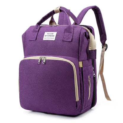 Diaper Bag Backpack with Fold-Out Changing Station, Large Capacity Baby Essentials Organizer with Bottle Pockets and Changing Mat for Parents