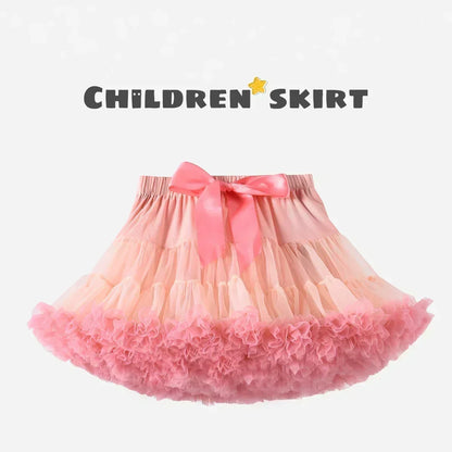 Girls Bow Waist Tutu Skirt with Fluffy Tulle Layers and Satin Lining, Adjustable Elastic Waist Pettiskirt for Birthdays, Dance and Dress Up