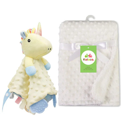 Personalized Minky Baby Blanket and Animal Lovey Options with Custom Name Embroidery, Textured Dot Keepsake for Boys and Girls and Baby Shower Gifts