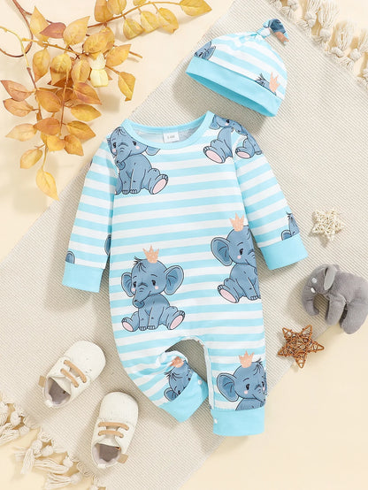 Bear Print Infant Romper with Long Sleeves and Front Fastenings, Contrast Trim and Footless Cuffs for Everyday Baby Outfits, Sizes 1-18 Months