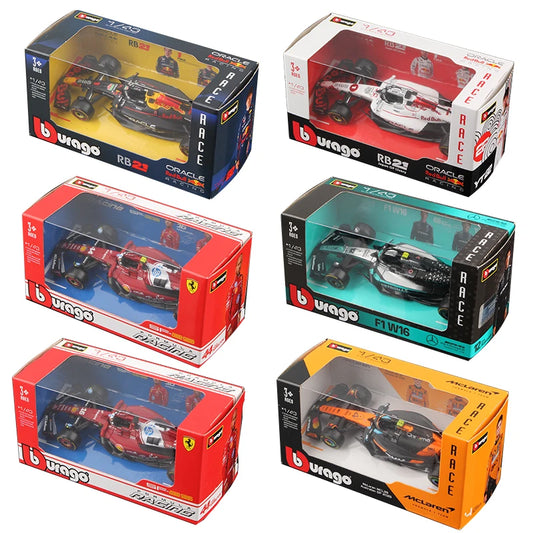 F1 Diecast Model Car 1:43 by Bburago, 2025 Formula Racing Collectible with Ferrari, Red Bull, Mercedes and McLaren Driver Options