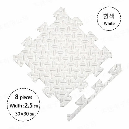 Textured Baby Puzzle Floor Mat, 8 Solid-Color Interlocking 30 x 30 cm Tiles with 2.5 cm Thickness for Supervised Nursery and Playroom Activities