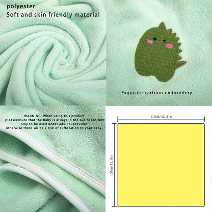 Coral Fleece Baby Bath Towel with Cute Animal Motifs, Soft Thickened Bath Wrap for Supervised Newborn Drying in Four Character Styles