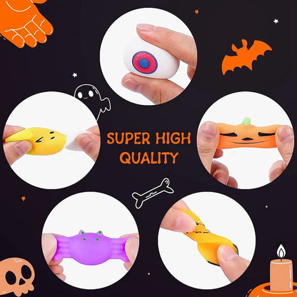 Halloween Mochi Squishy Toys, Random Assorted Squeeze Fidget Packs of 12, 24 or 36 for Party Favors, Goodie Bags and Seasonal Gift Giving