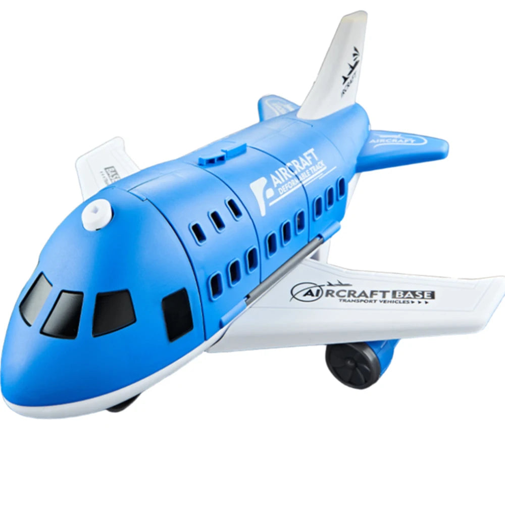 Passenger Airplane Toy with Foldable Storage Design, Wheeled Plane Model for Kids Pretend Airport Play in Red, Blue, Yellow or Green