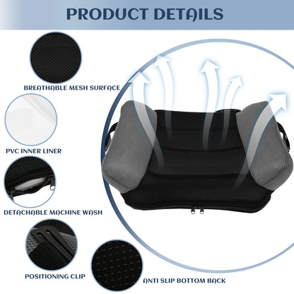 PVC and Mesh Kids Inflatable Seat Cushion, Compact 49 x 37 cm Chair Pad in Black Blue or Red for Supervised Seating Outside Vehicles