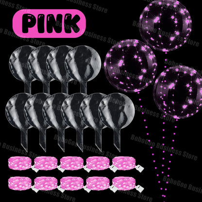 LED Light Up Balloons with Batteries and Clear Bobo Balloon Design, 10-100 Set Options for Wedding Receptions, Proposals and Birthday Party Decor