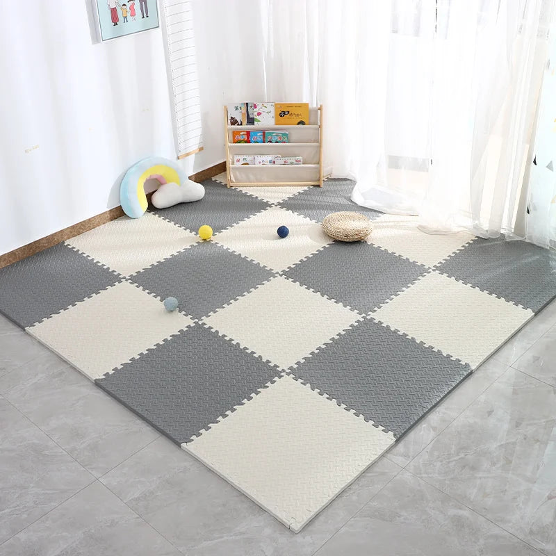 Foam Gym Flooring Tiles with Interlocking Puzzle Edges, Textured EVA 30 cm Floor Mats for Home Workouts and Supervised Playroom Activities