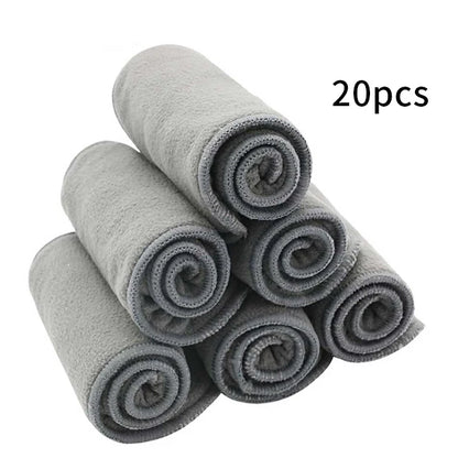 Bamboo Charcoal Diaper Inserts by Happy Flute, Washable 4-Layer Cloth Diaper Pads with Microfiber Core, 35 x 13.5 cm in Multiple Pack Sizes