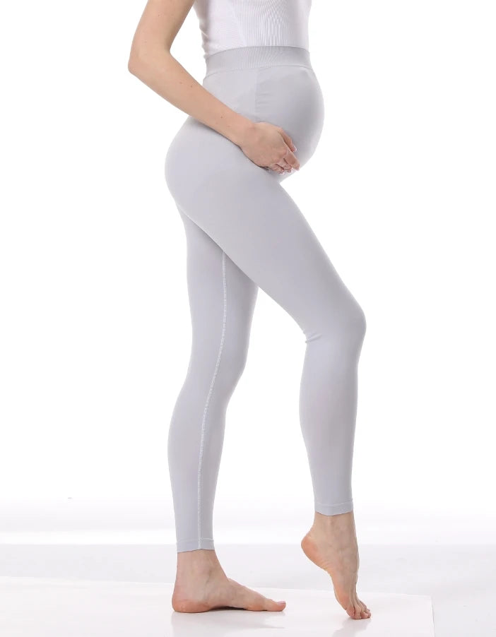 Stretch Maternity Leggings with High Waist Belly Panel, 90% Nylon and 10% Spandex Pregnancy Pants with Shorts and Thickened Style Options