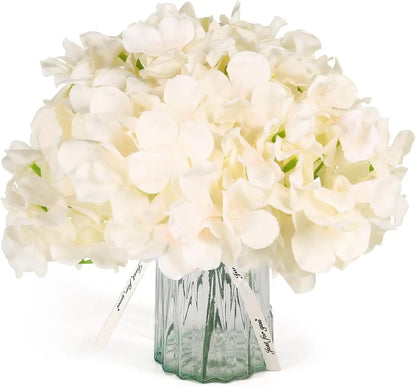Silk Hydrangea Flower Heads, 25-Piece Artificial Flowers with Flexible Stems for DIY Wedding Centerpieces, Baby Shower and Home Party Decor