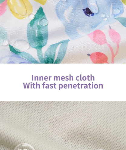 Mesh-Lined Cloth Diapers by Elinfant, 4-Pack Adjustable Pocket Baby Nappies with 4 Three-Layer Microfiber Inserts and Waterproof PUL Outer