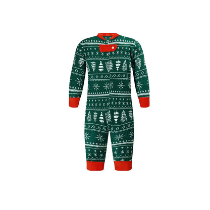 Matching Christmas Pajamas for Family, Festive Allover Print Mom Dad Kids Two-Piece Outfits and Baby Romper for Holiday Photos